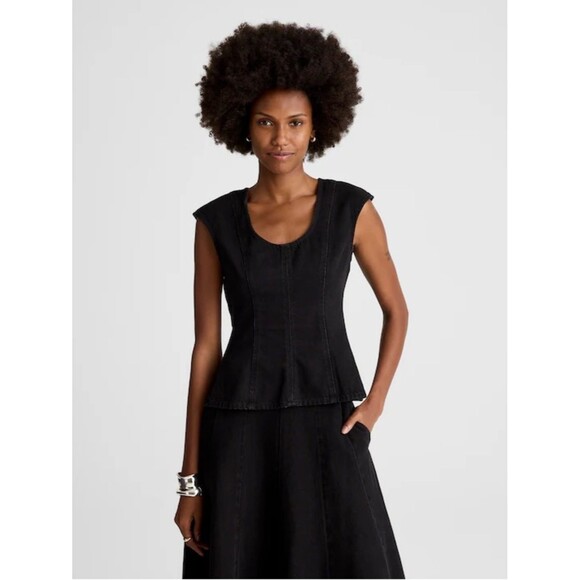 Madewell Tops - Madewell Airy Denim Seamed Scoopneck Top Size 00 Black